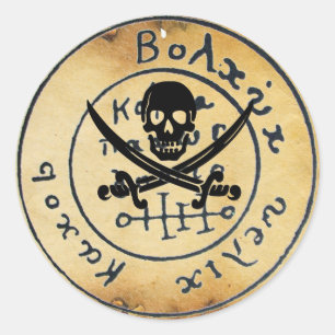 STICKER ROND ANTIQUE TALISMAN / PIRATES CARTE DU TRÉSOR