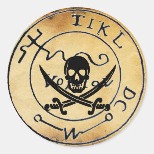 STICKER ROND ANTIQUE TALISMAN / PIRATES CARTE DU TRÉSOR