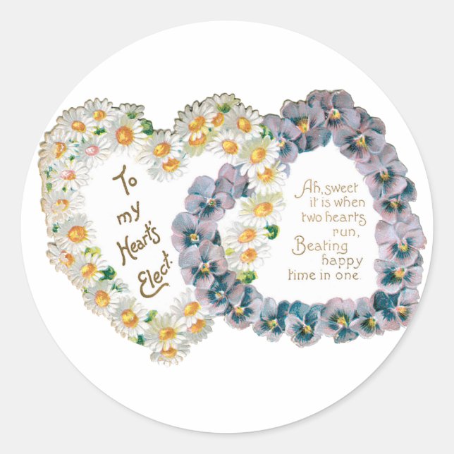Sticker Rond Antique Valentine Bouquet Coeur (Devant)