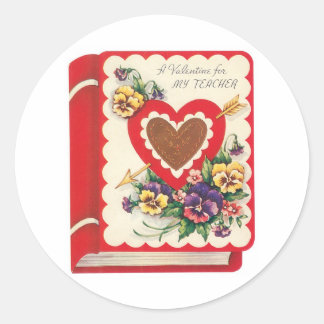 Sticker Rond Antique Valentine Coeur de fleurs