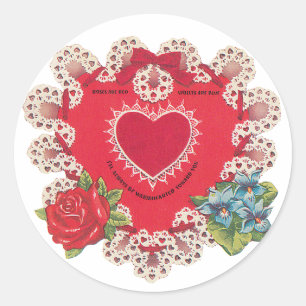 Sticker Rond Antique Valentine Coeur de fleurs