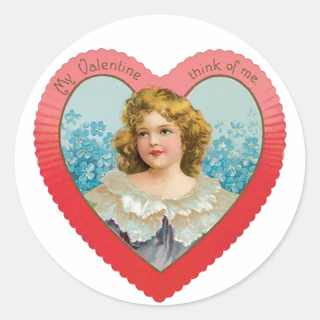 Sticker Rond Antique Valentine Coeur fille (Devant)
