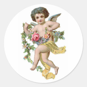 Sticker Rond Antique Valentine Cupid