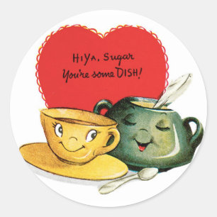 Sticker Rond Antique Valentine Heart