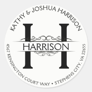 Sticker Rond Antique Vintage circulaire Nom et adresse