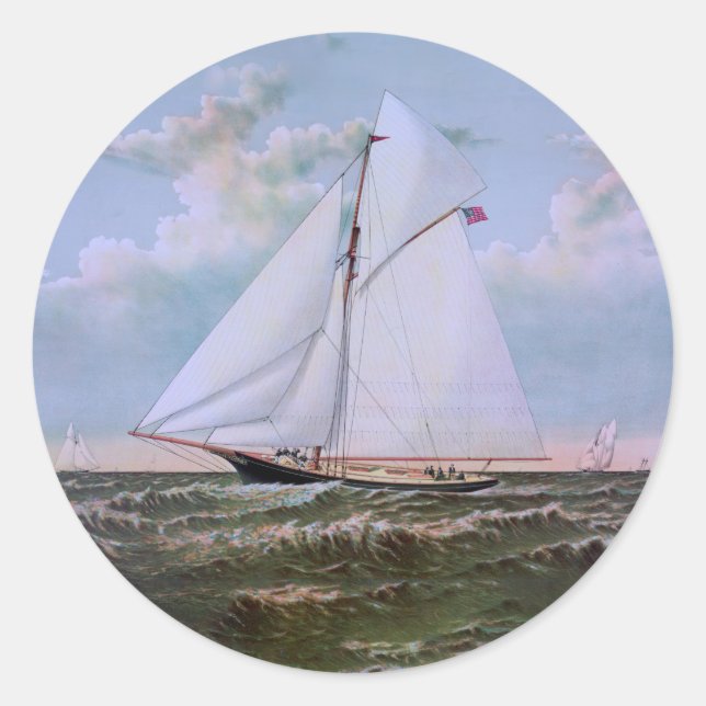 Sticker Rond Antique voilier Slot Yacht Voilier Ocean (Devant)