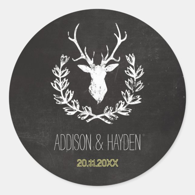 Sticker Rond Antlers de cerfs | Sceau d'enveloppe de tableau no (Devant)