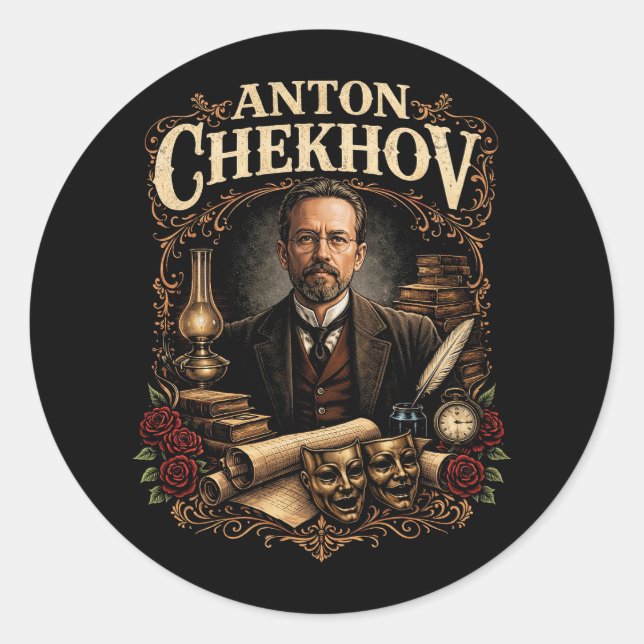 Sticker Rond Anton Tchekhov (Devant)