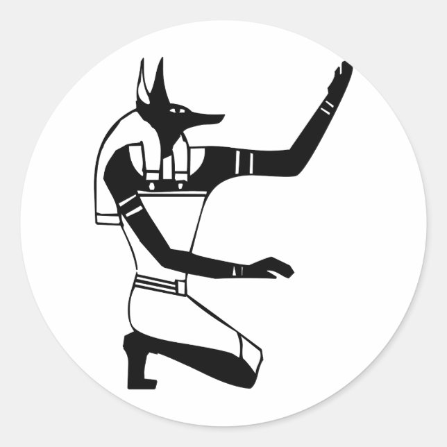 Sticker Rond Anubis, hiéroglyphe égyptien (Devant)