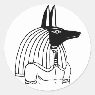Sticker Rond Anubis noir et blanc