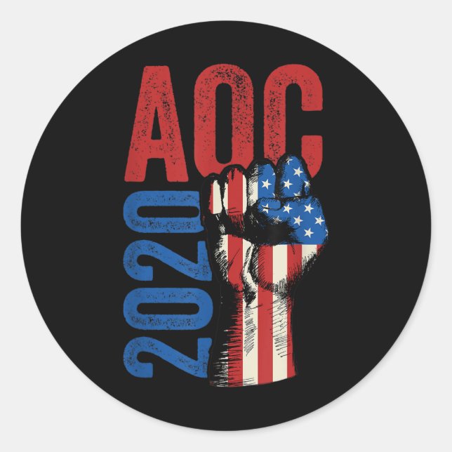 Sticker Rond Aoc 2020 Pour Le Président Alexandria Ocasio Corte (Devant)