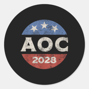 Sticker Rond Aoc 2028 Election Retro