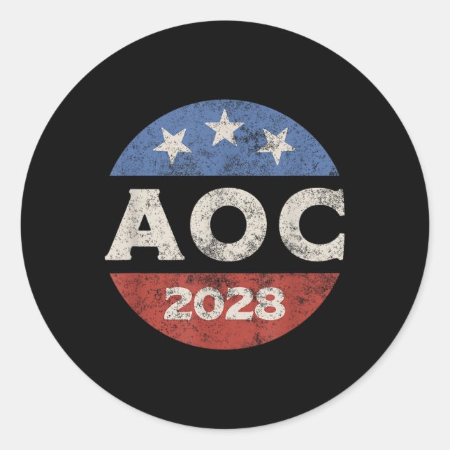 Sticker Rond Aoc 2028 Election Retro (Devant)