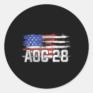 Sticker Rond Aoc 2028 Le Président Nous Distresse Drapeau
