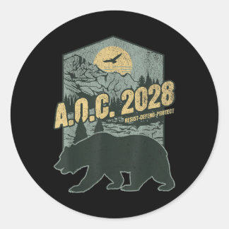 Sticker Rond Aoc 2028 Pour Le Président Résister À L'Ours Alexa
