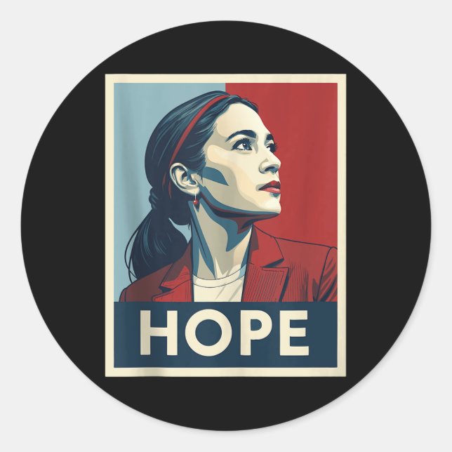Sticker Rond Aoc Alexandria Ocasio Cortez 2028 Pour Président - (Devant)