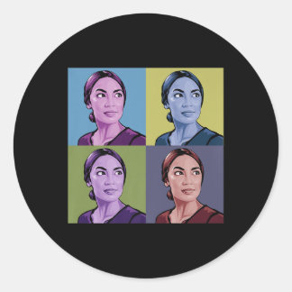 Sticker Rond Aoc Alexandria Ocasio-cortez Première femme Présid