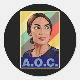 Sticker Rond Aoc Alexandria Ocasio-cortez Première femme Présid