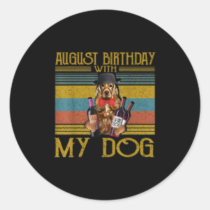 Sticker Rond Août Anniversaire Avec Mon Irlandais Setter Dog 20