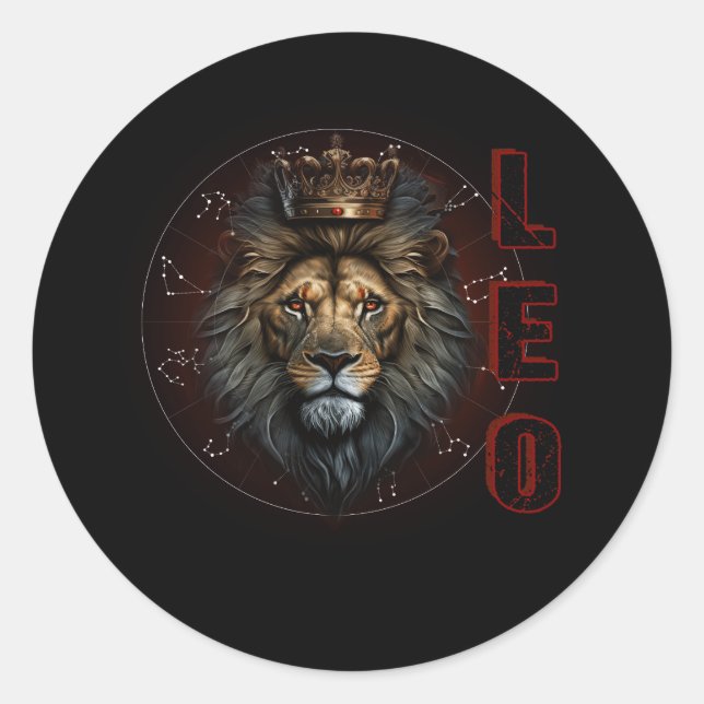 Sticker Rond Août Anniversaire Leo Lion Pride Graphisme Zodiac  (Devant)