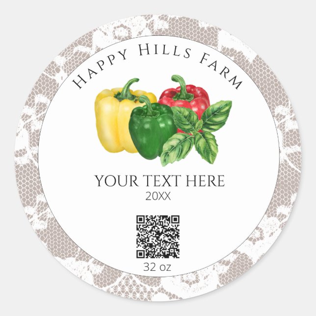 Sticker Rond *~* AP30 Bell Peppers Canning QR Logo (Devant)