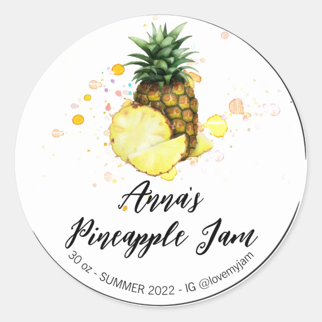 Sticker Rond *~* AP30 PINEAPPLE Jelly confitures maison (Devant)