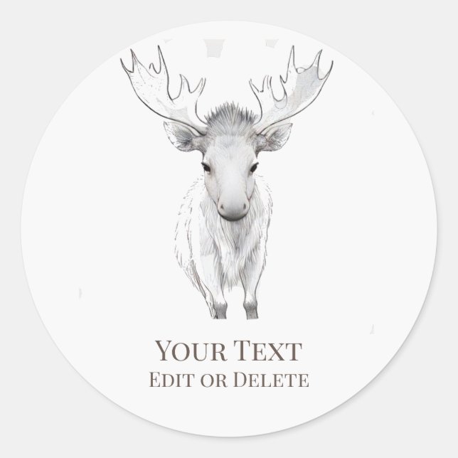 Sticker Rond *~* AP49 Douce mignonne Moose de bébé rustique (Devant)