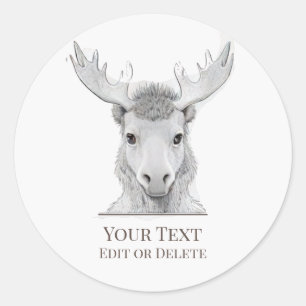 Sticker Rond *~* AP49 Sweet Rustic Baby Moose Cute