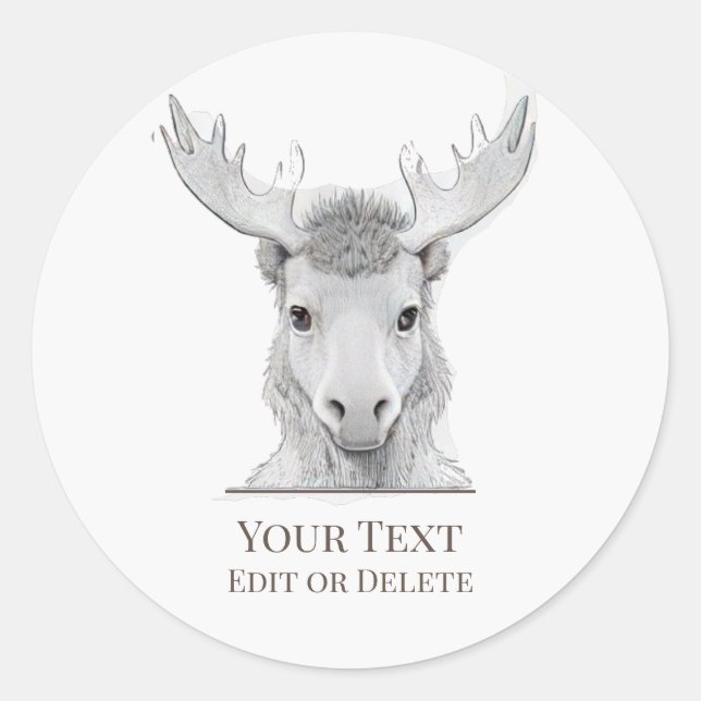 Sticker Rond *~* AP49 Sweet Rustic Baby Moose Cute (Devant)