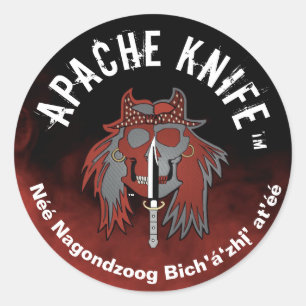 Sticker Rond Apache Kinfe ®️ ™️ 🇺 Nous Luttons Contre Le Mal.