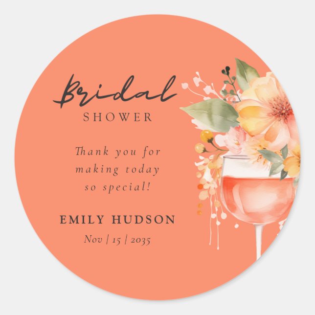 Sticker Rond Aperol Spritz Floral Réception de Mariage (Devant)