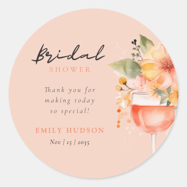 Sticker Rond Aperol Spritz Floral Réception de Mariage (Devant)