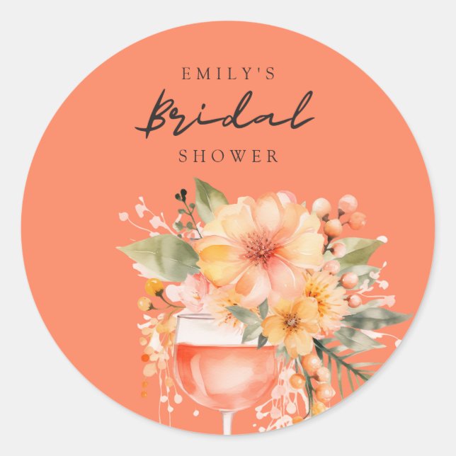 Sticker Rond Aperol Spritz Floral Réception de Mariage (Devant)