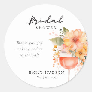 Sticker Rond Aperol Spritz Floral Réception de Mariage
