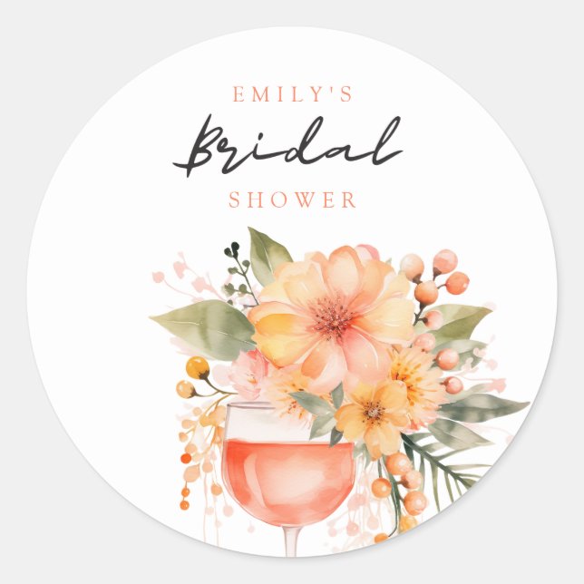 Sticker Rond Aperol Spritz Floral Shower de Mariée (Devant)