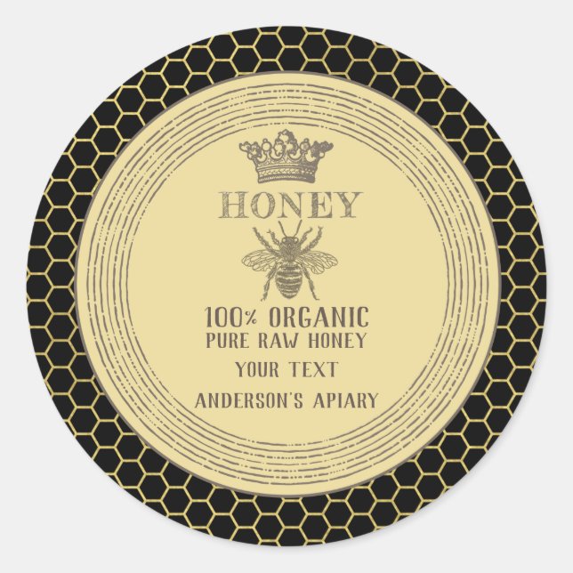 Sticker Rond apiaire de miel vintage (Devant)