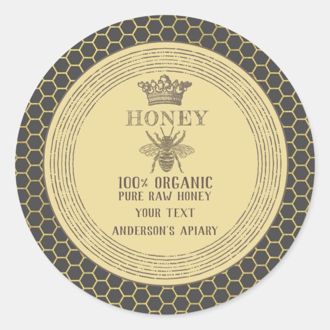 Sticker Rond apiaire de miel vintage (Devant)