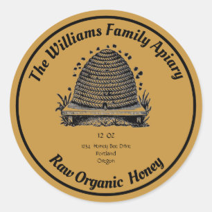 Sticker Rond Apiary de miel   Miel biologique cru