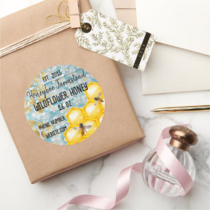 Sticker Rond Apiary Fleur sauvage Miel abeille ferme 16oz perso
