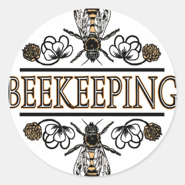 Sticker Rond apiculture avec les abeilles travailleuses (Devant)