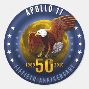 Sticker Rond Apollo 11 50e anniversaire Starfield Moon Eagle -