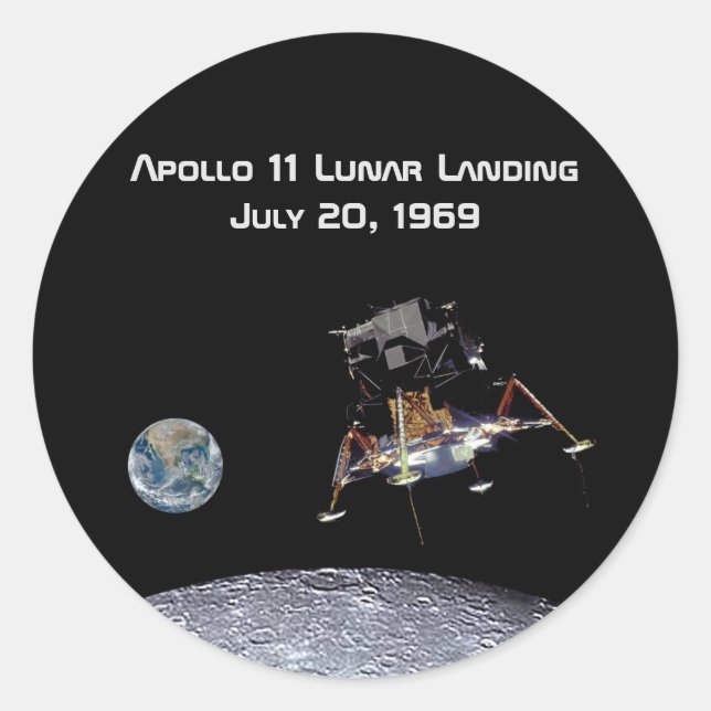 Sticker Rond Apollo 11 Débarquement lunaire (Devant)