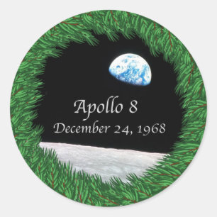 Sticker Rond Apollo 8 Christmas Eve Moon Missio