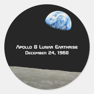 Sticker Rond Apollo 8 Lunar Earthrise 50e Anniversaire