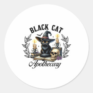 Sticker Rond Apothecaire de chat noir Drôle Halloween femmes de