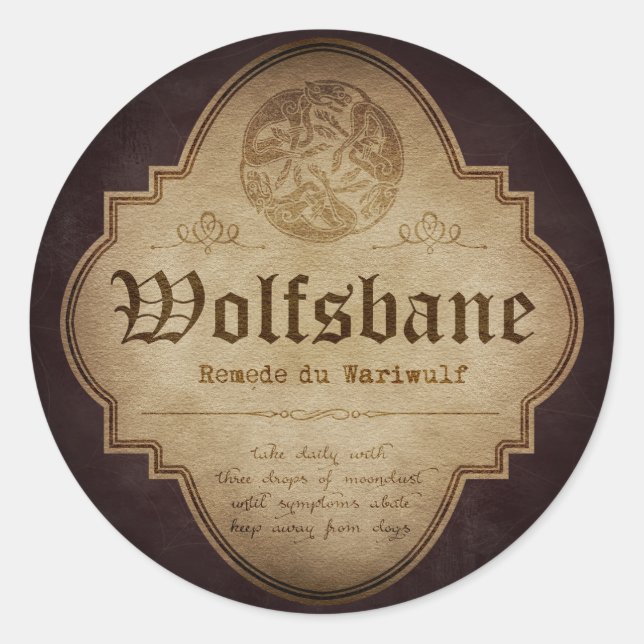 Sticker Rond Apothécaire de Wolfsbane (Devant)