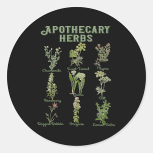 Sticker Rond Apothecary Herbes Botanique Plante Cottagecore