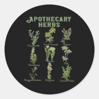 Sticker Rond Apothecary Herbes Botanique Plante Cottagecore