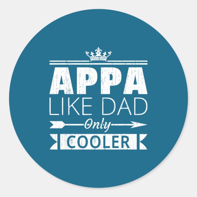 Sticker Rond Appa Cooler Funny Korean Dad Father's Day Quote  (Devant)