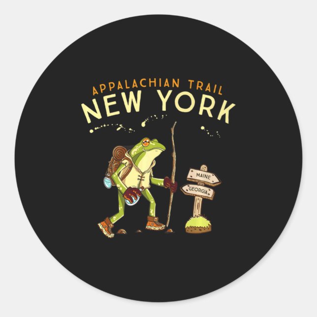 Sticker Rond Appalachian Trail New York Hiking Frog _1  (Devant)